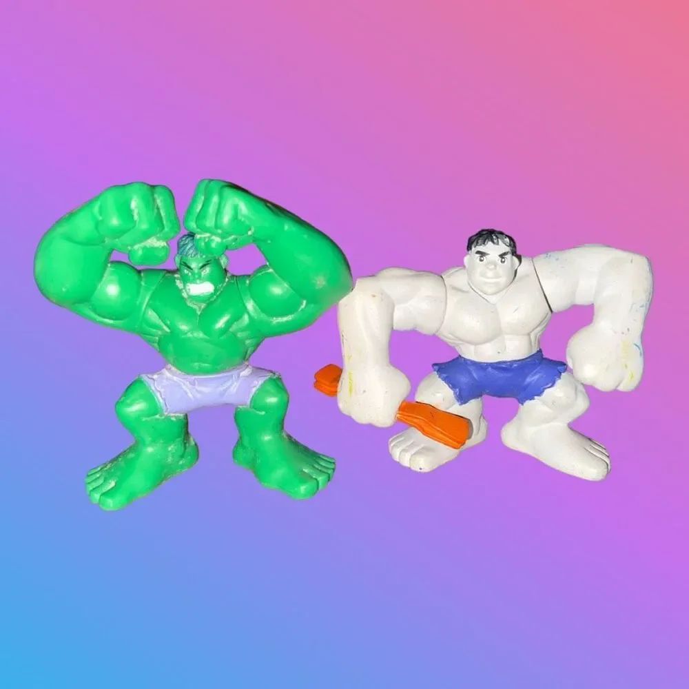 2006 Super Hero Squad Hulk & Gray Hulk Figures 2.5” B2